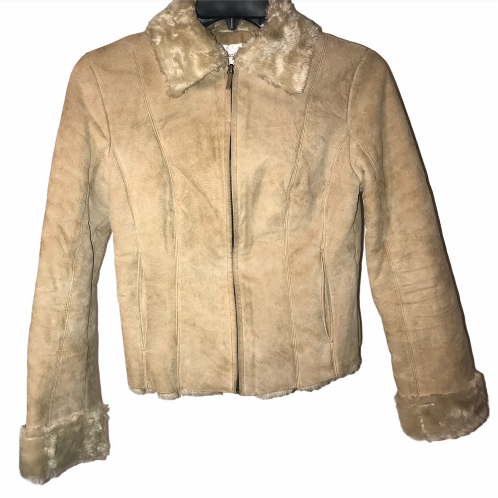 SUEDE GENUINE LEATHER FAUX FUR JACKET ♥️